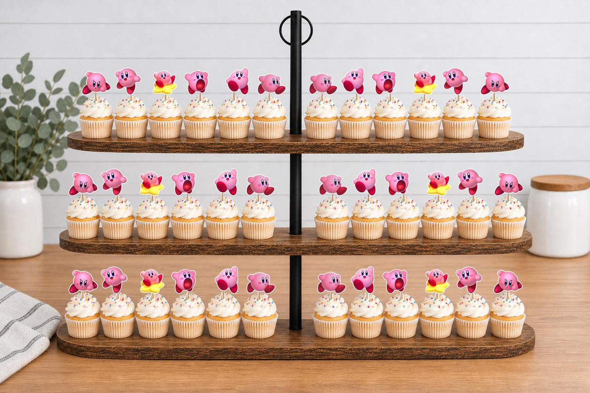 Kirby Cupcake Toppers 12pc, 24pc, 36pc