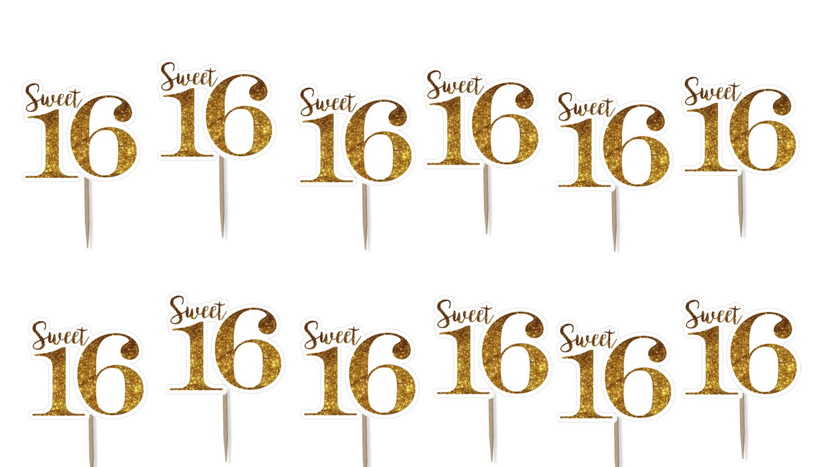 Sweet 16 Cupcake Toppers 12pc, 24pc, 36pc