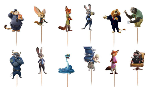 Zootopia Cupcake Toppers 12pc, 24pc, 36pc