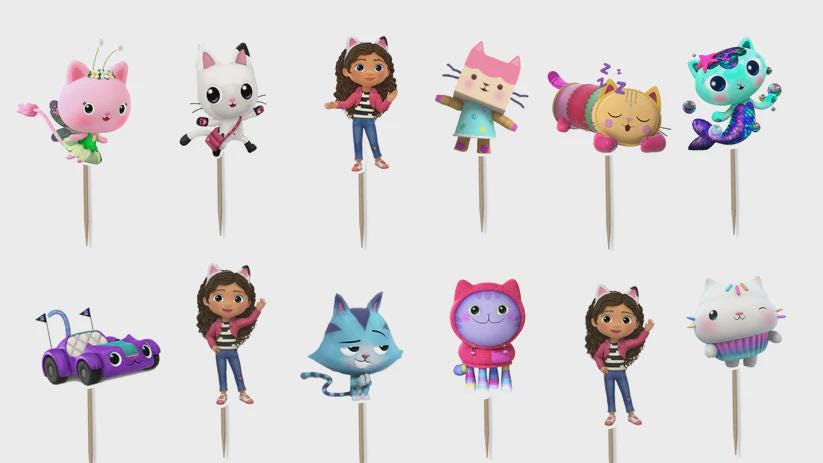 Gabby's Dollhouse Cupcake Toppers 12pc, 24pc, 36pc