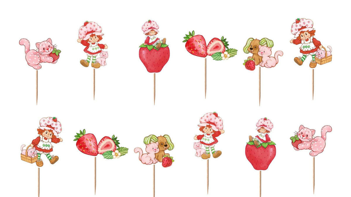 Strawberry Shortcake Cupcake Toppers 12pc, 24pc, 36pc