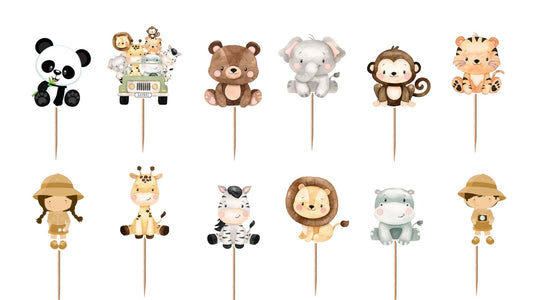 Zoo Animals Cupcake Toppers 12pc, 24pc, 36pc