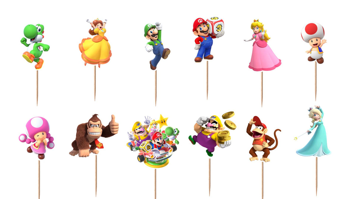 Mario Party Cupcake Toppers 12pc, 24pc, 36pc