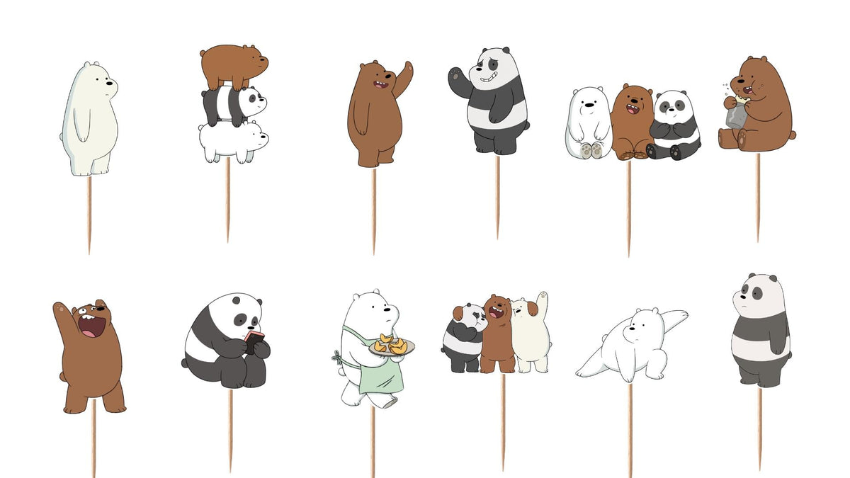 We Bare Bears Cupcake Toppers 12pc, 24pc, 36pc