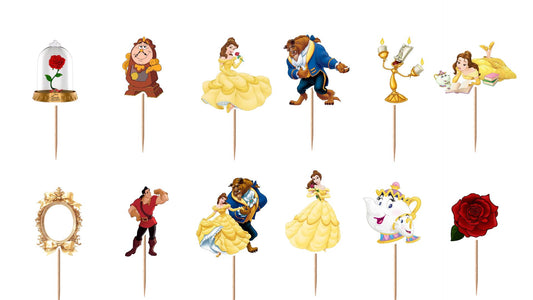 Beauty and The Beast Cupcake Toppers 12pc, 24pc, 36pc