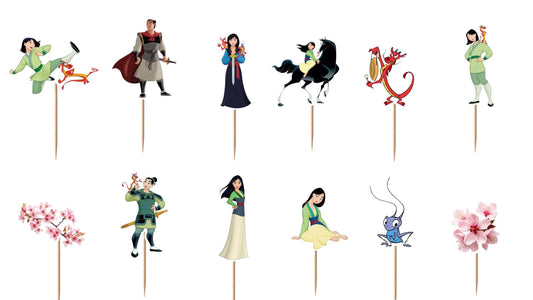 Mulan Cupcake Toppers 12pc, 24pc, 36pc