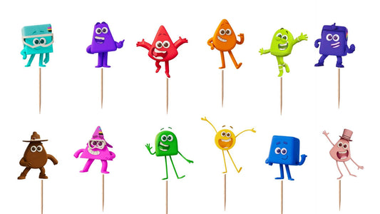 Colour Shapes Cupcake Toppers 12pc, 24pc, 36pc