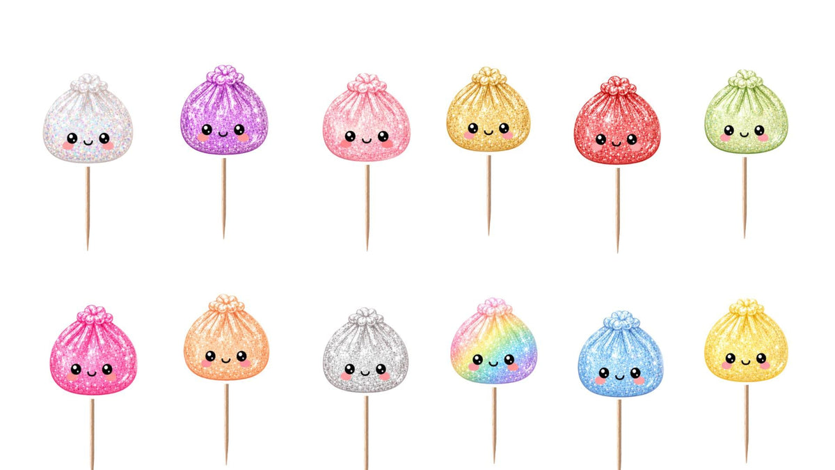 Glitter Dumplings Cupcake Toppers 12pc, 24pc, 36pc
