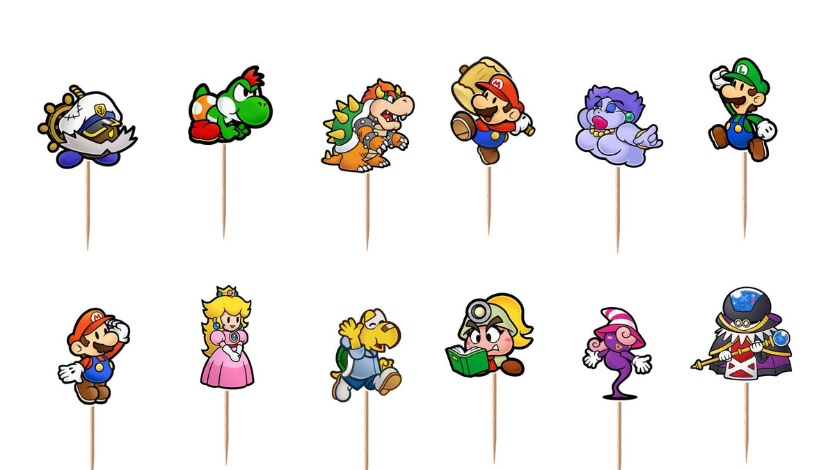 Paper Mario Cupcake Toppers 12pc, 24pc, 36pc
