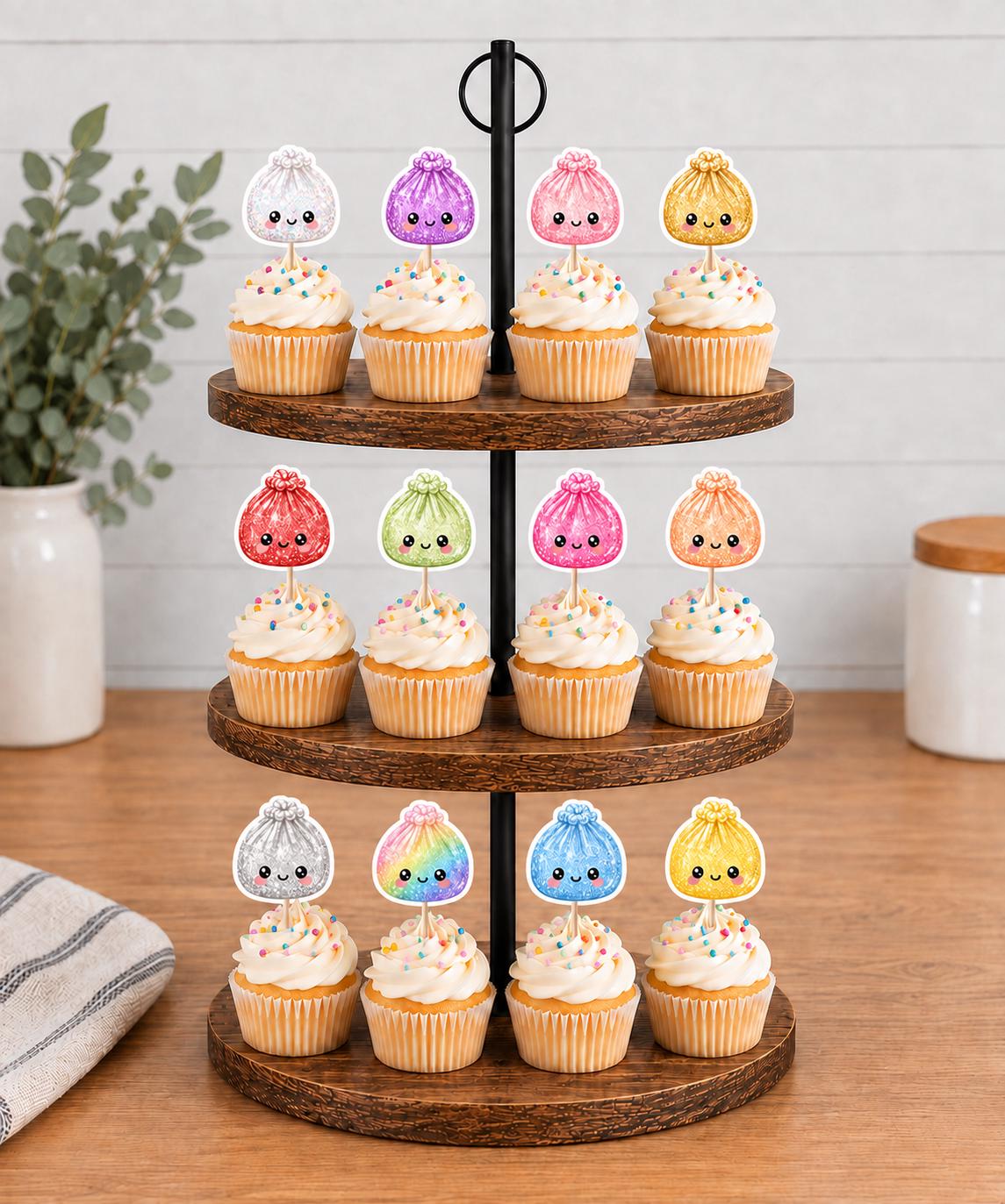 Glitter Dumplings Cupcake Toppers 12pc, 24pc, 36pc