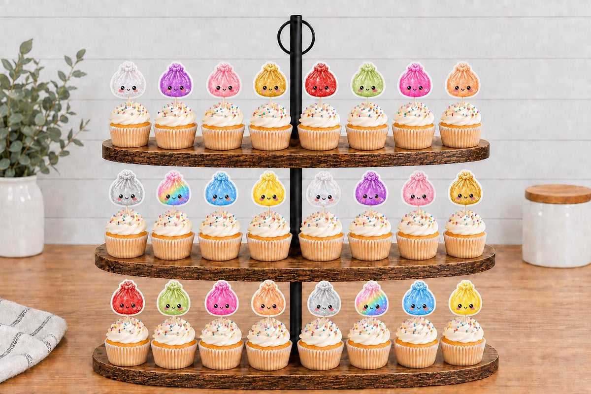 Glitter Dumplings Cupcake Toppers 12pc, 24pc, 36pc