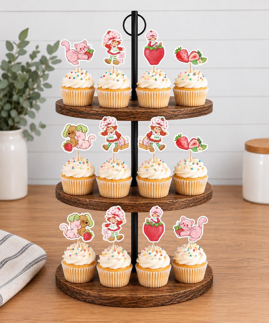 Strawberry Shortcake Cupcake Toppers 12pc, 24pc, 36pc