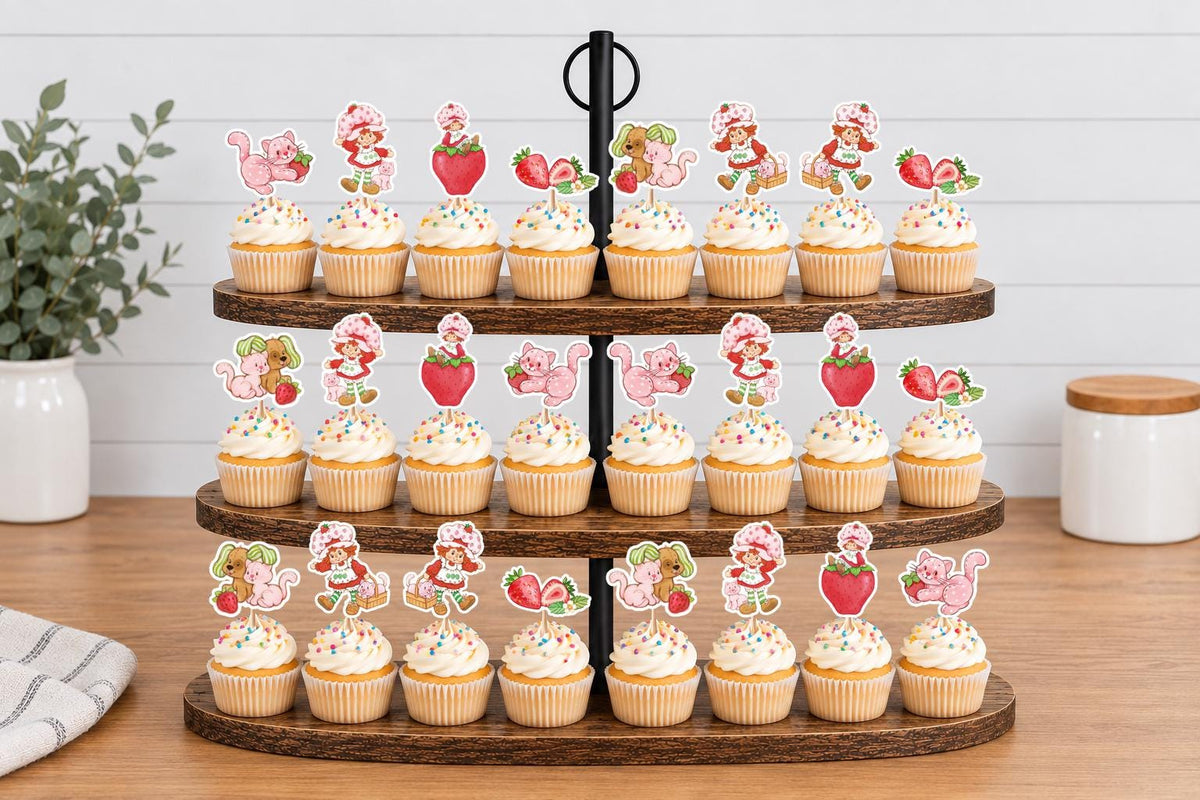 Strawberry Shortcake Cupcake Toppers 12pc, 24pc, 36pc