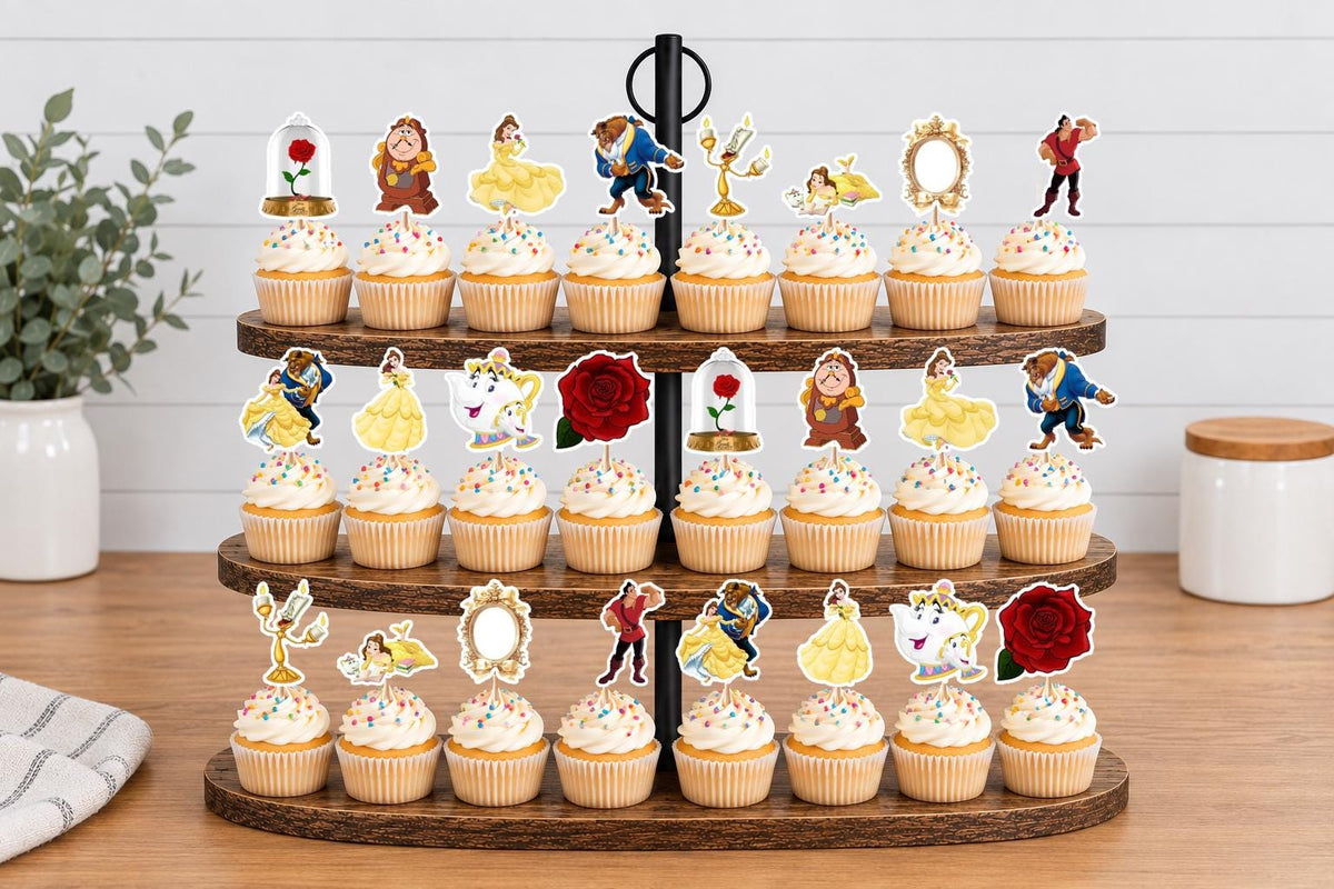 Beauty and The Beast Cupcake Toppers 12pc, 24pc, 36pc