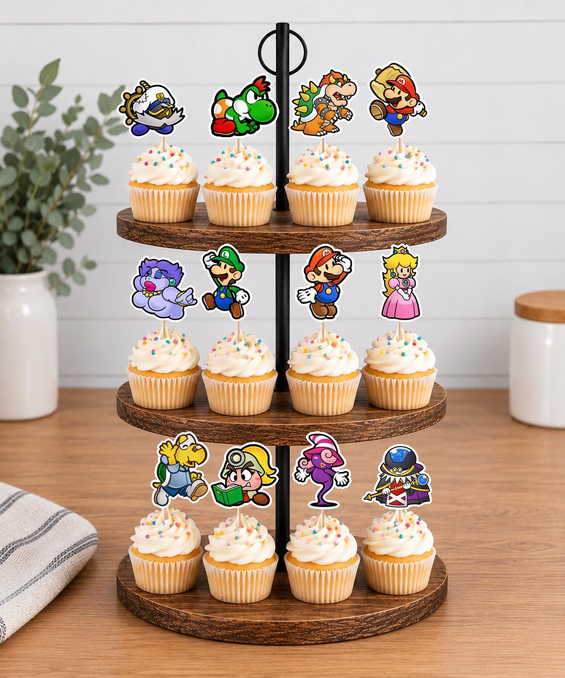 Paper Mario Cupcake Toppers 12pc, 24pc, 36pc