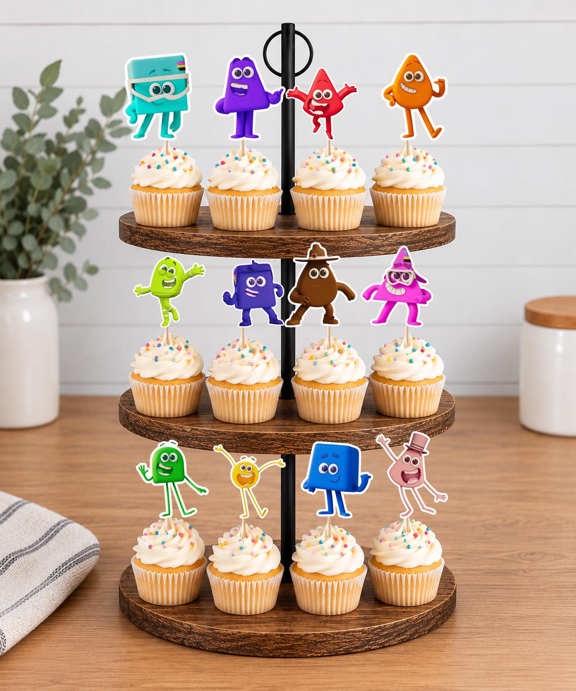 Colour Shapes Cupcake Toppers 12pc, 24pc, 36pc