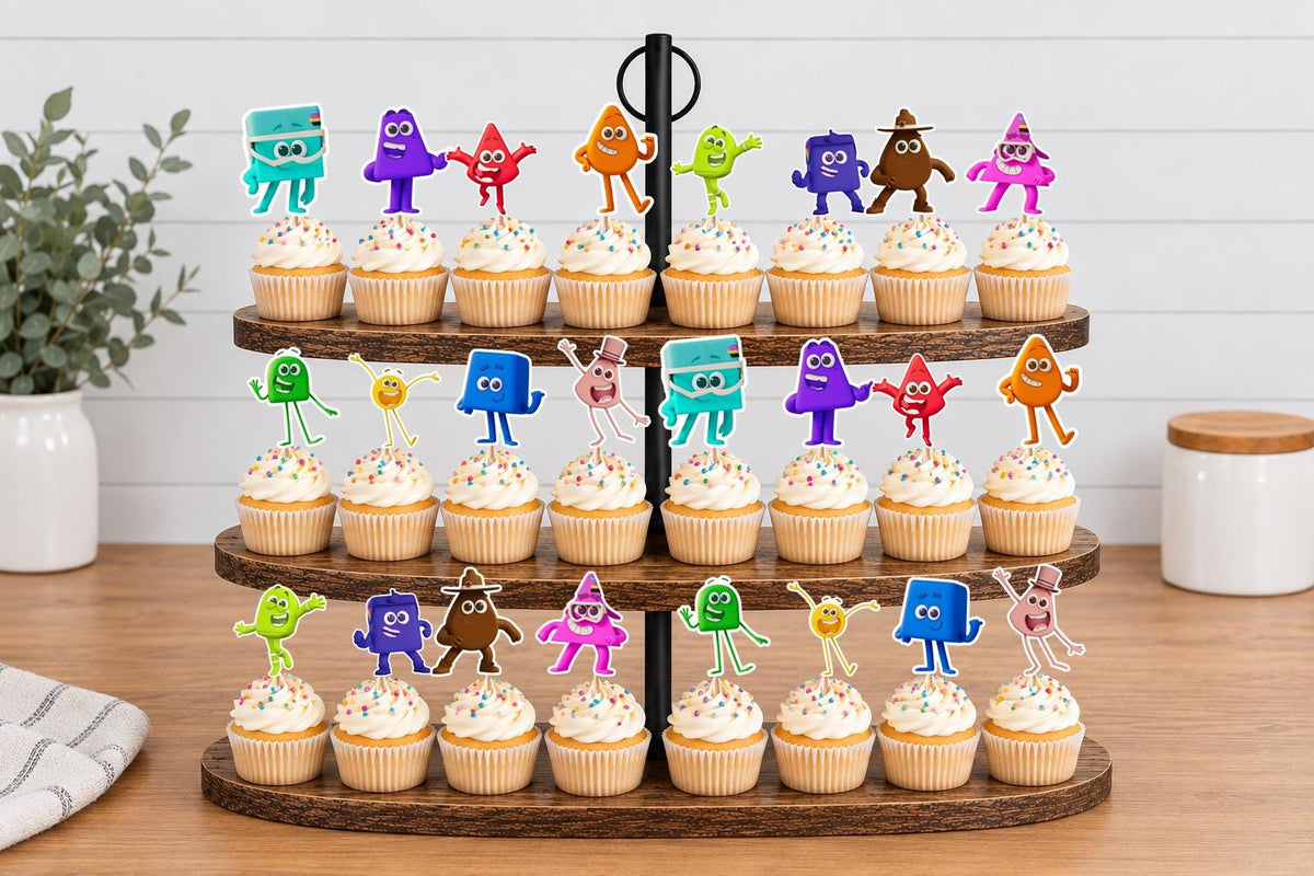Colour Shapes Cupcake Toppers 12pc, 24pc, 36pc