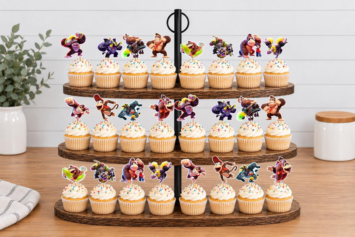 Donkey Kong Bananza Cupcake Toppers 12pc, 24pc, 36pc