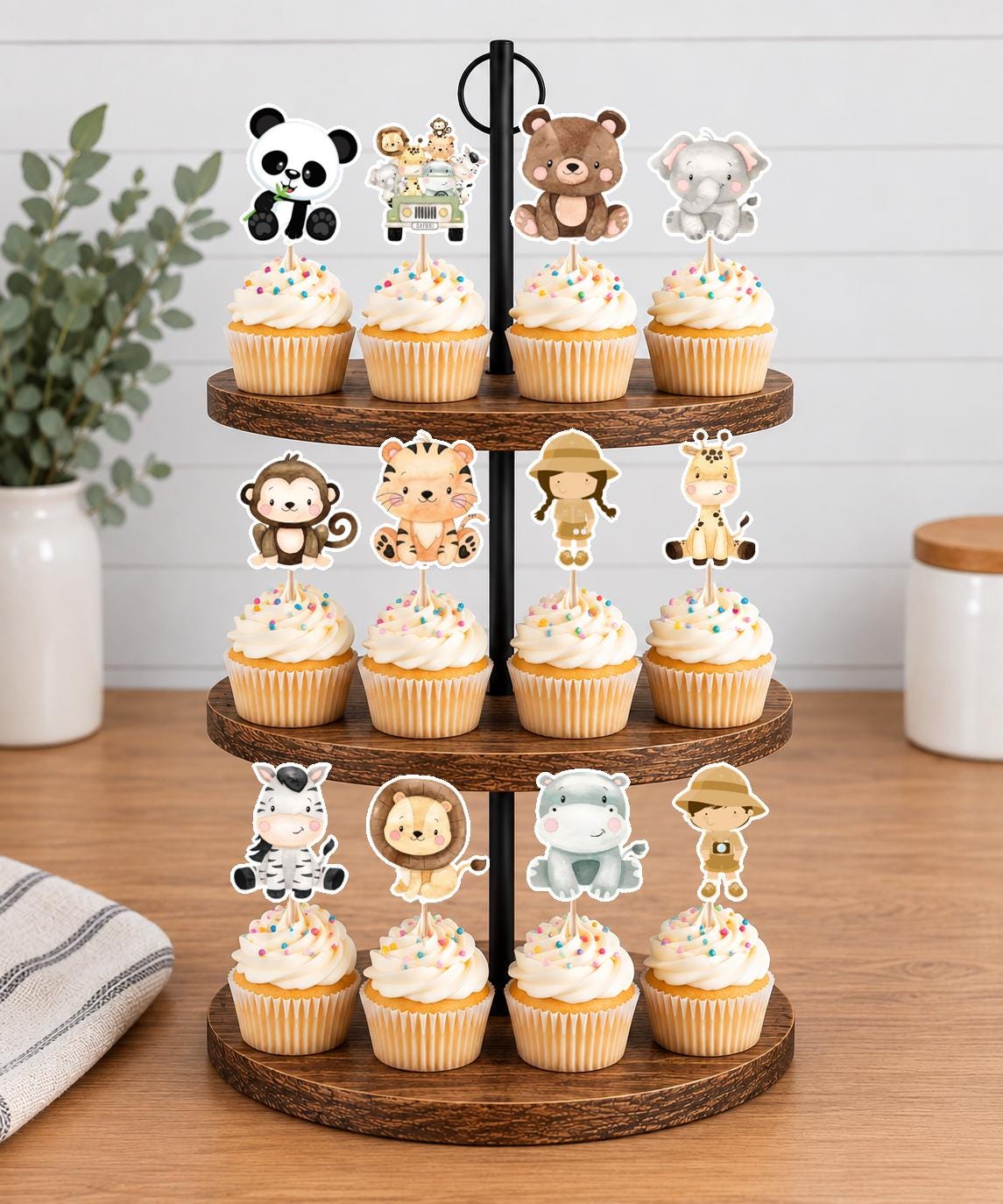 Zoo Animals Cupcake Toppers 12pc, 24pc, 36pc