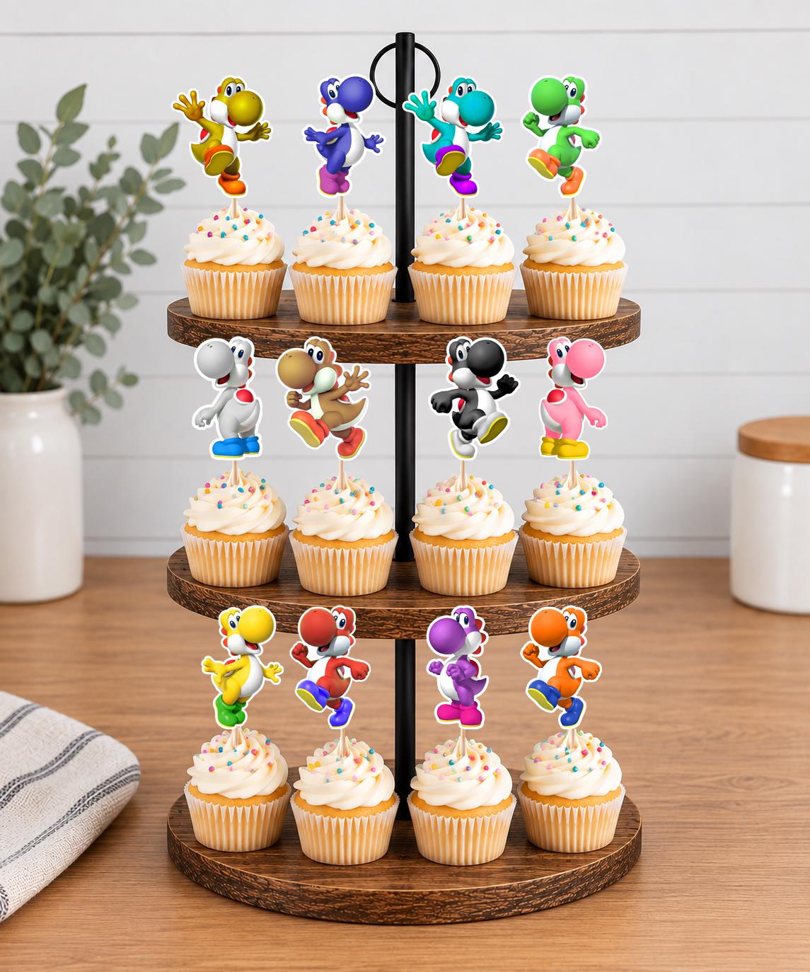Yoshi Cupcake Toppers 12pc, 24pc, 36pc