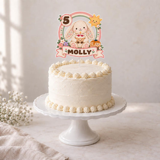 Personalized Jellycat Style Cake Topper, Name & Age
