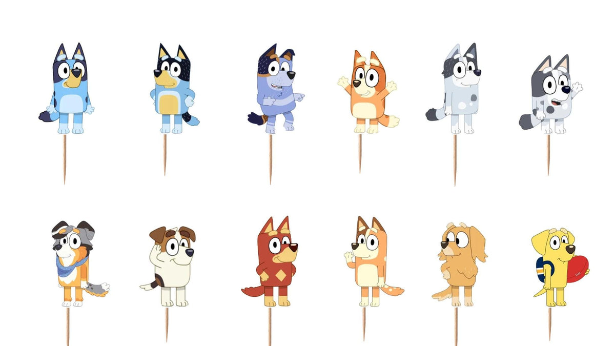 Bluey Cupcake Toppers 12pc, 24pc, 36pc