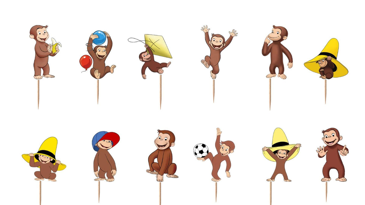 Curious George Cupcake Toppers 12pc, 24pc, 36pc