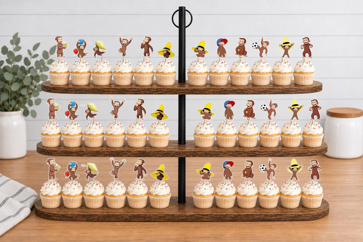 Curious George Cupcake Toppers 12pc, 24pc, 36pc