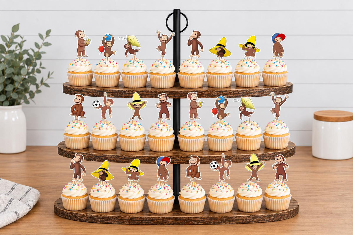 Curious George Cupcake Toppers 12pc, 24pc, 36pc