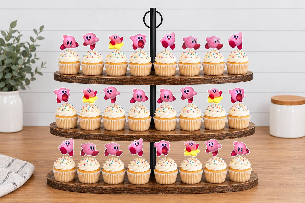 Kirby Cupcake Toppers 12pc, 24pc, 36pc