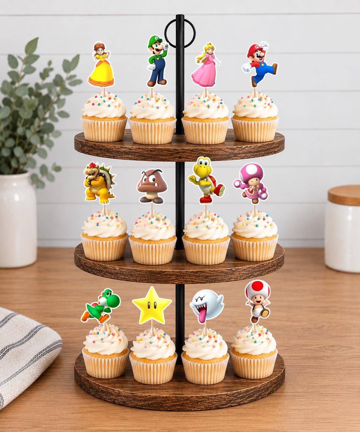Mario Cupcake Toppers 12pc, 24pc, 36pc