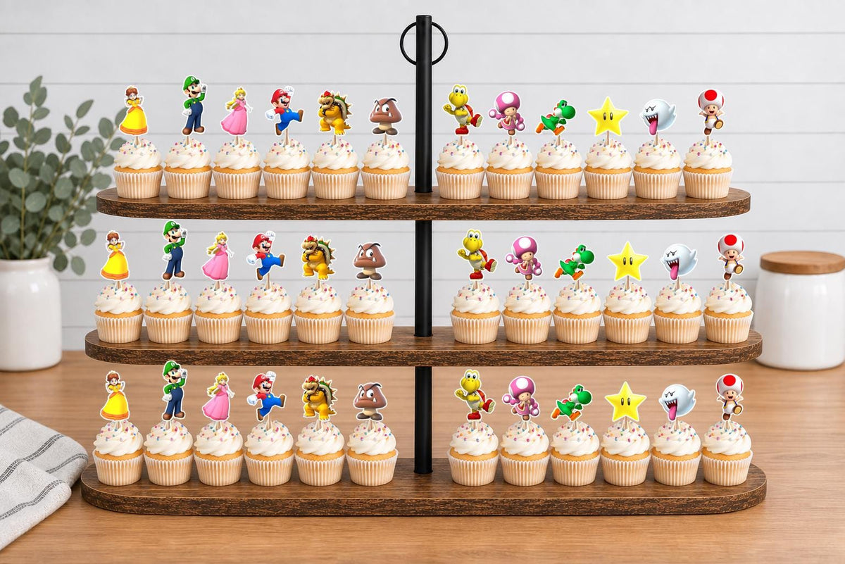 Mario Cupcake Toppers 12pc, 24pc, 36pc