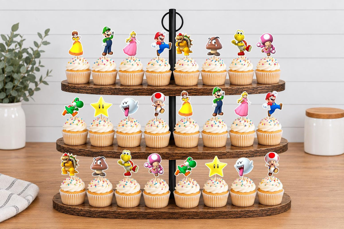 Mario Cupcake Toppers 12pc, 24pc, 36pc