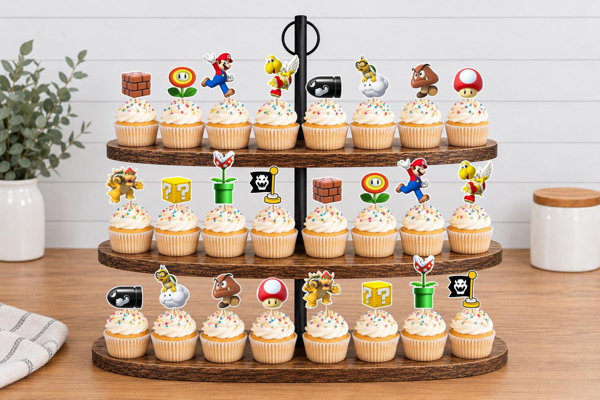 Mario World Cupcake Toppers 12pc, 24pc, 36pc