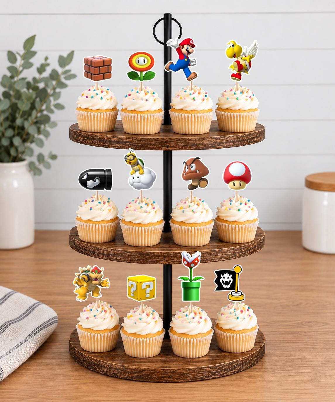 Mario World Cupcake Toppers 12pc, 24pc, 36pc
