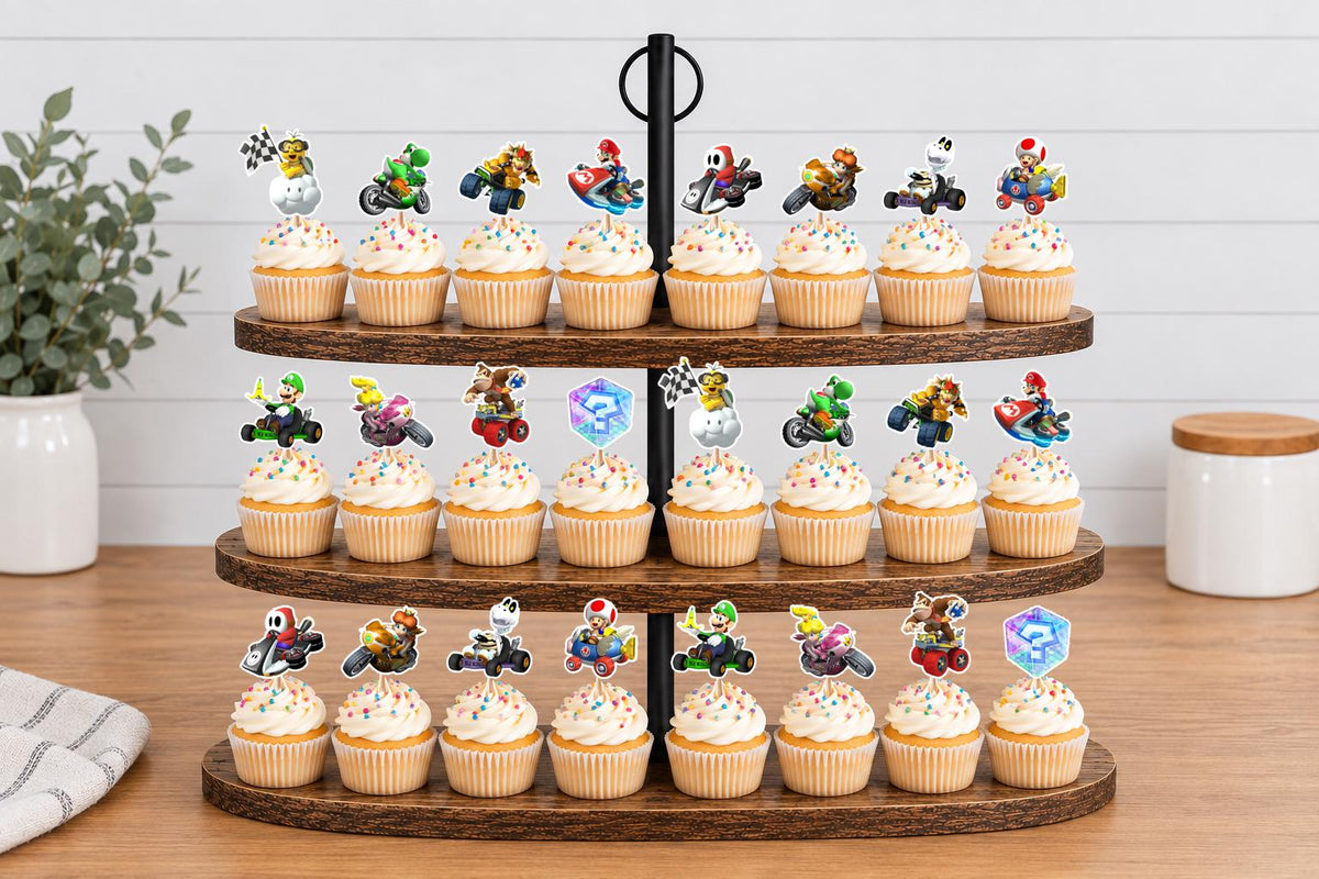 Mario Kart Cupcake Toppers 12pc, 24pc, 36pc
