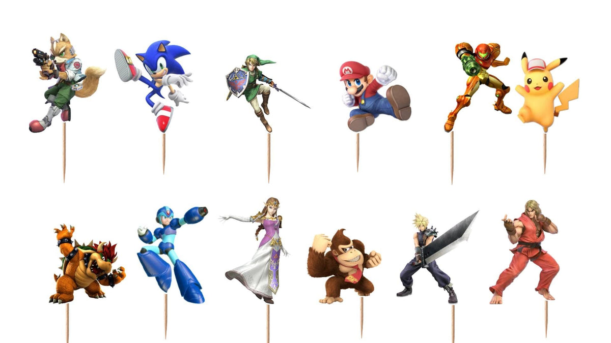 Super Smash Bros Cupcake Toppers 12pc, 24pc, 36pc