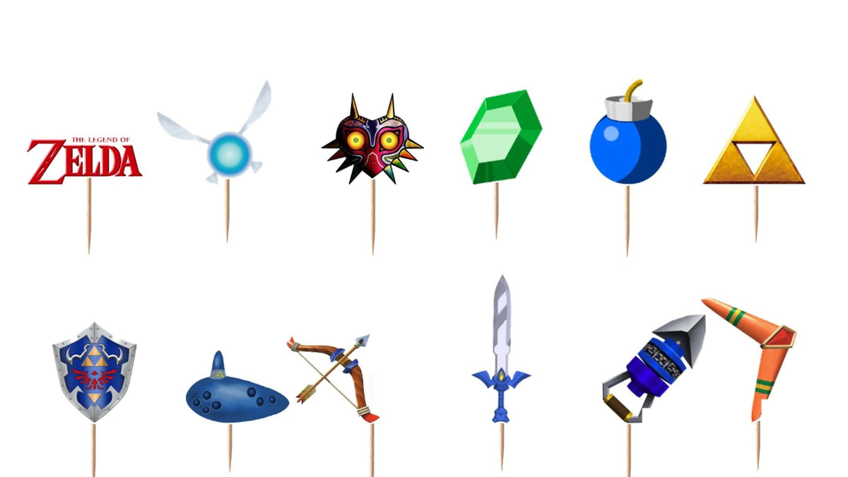 The Legend of Zelda Items Cupcake Toppers 12pc, 24pc, 36pc