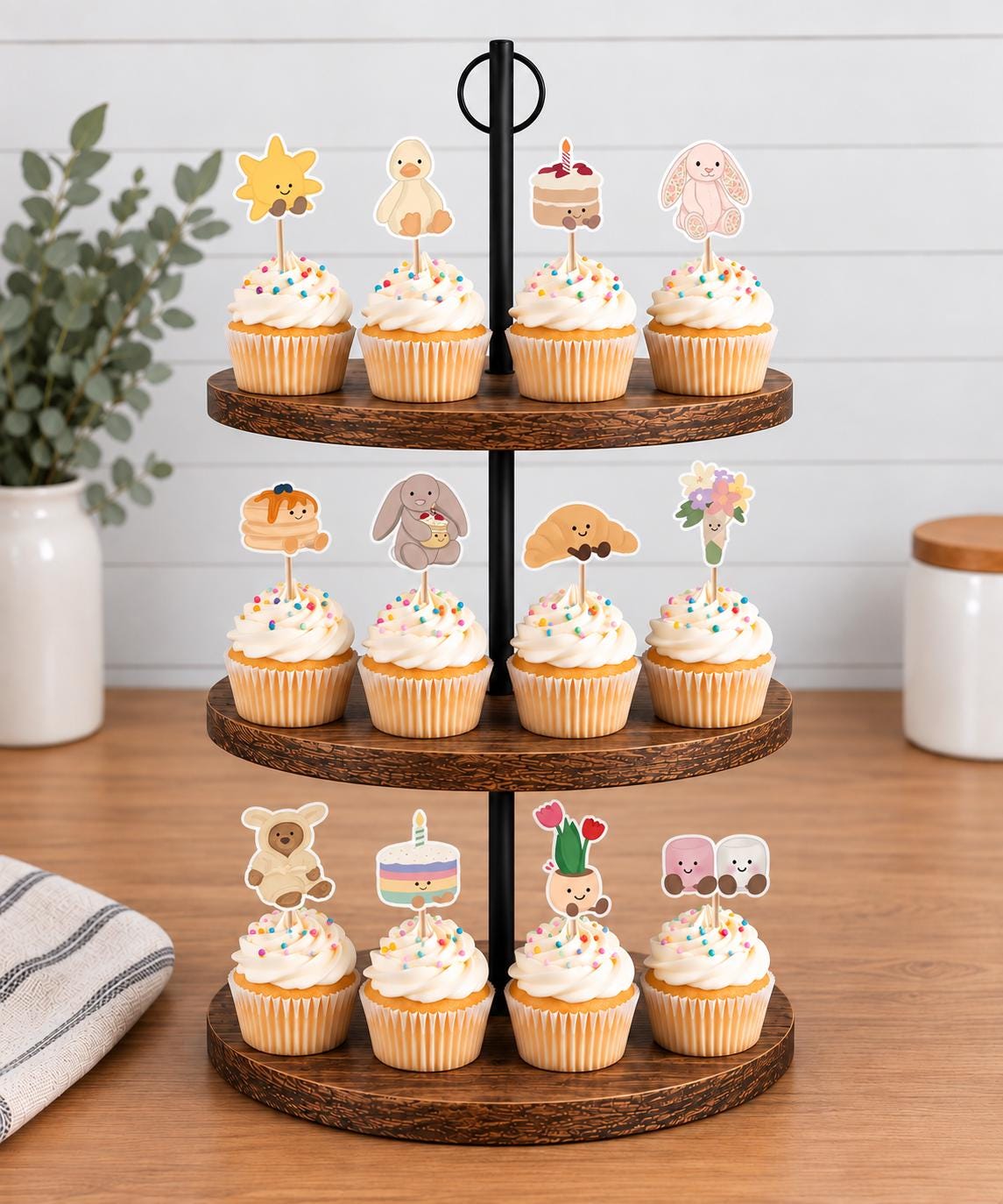 Jellycat Style Cupcake Toppers 12pc, 24pc, 36pc