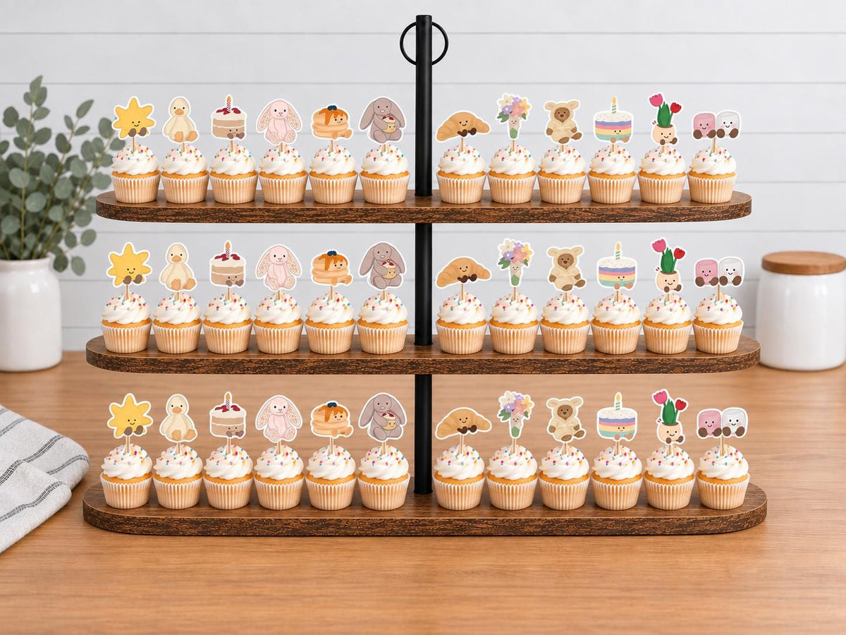 Jellycat Style Cupcake Toppers 12pc, 24pc, 36pc