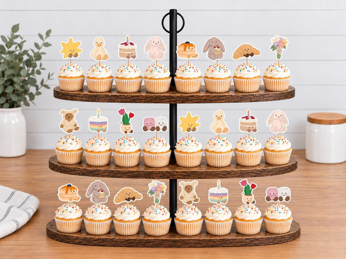 Jellycat Style Cupcake Toppers 12pc, 24pc, 36pc