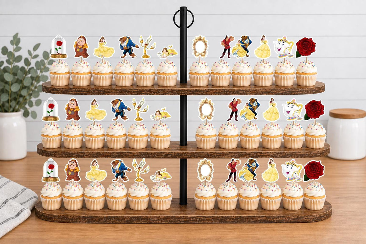Beauty and The Beast Cupcake Toppers 12pc, 24pc, 36pc