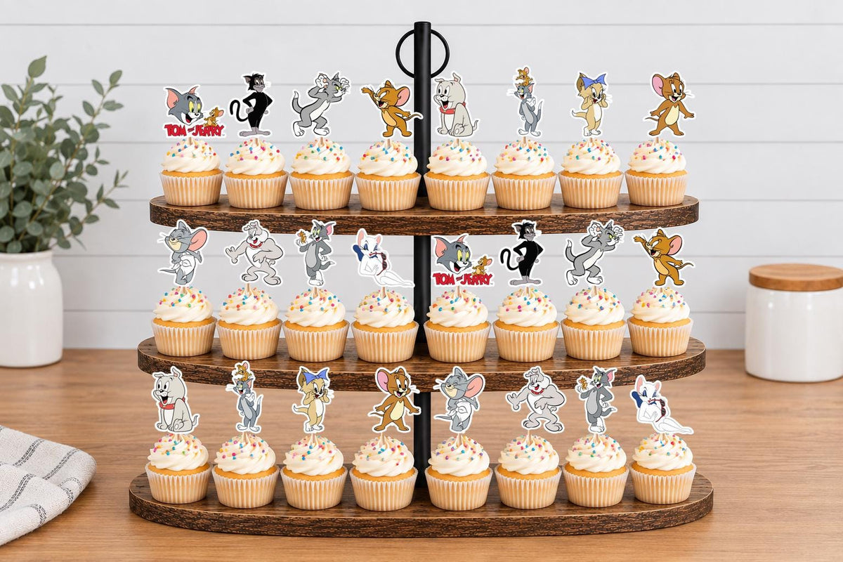 Tom and Jerry Cupcake Toppers 12pc, 24pc, 36pc