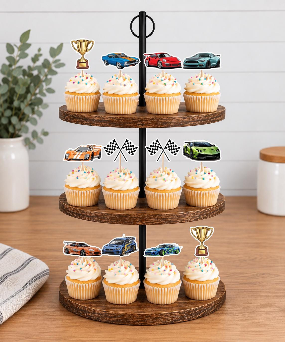 Race Cars Cupcake Toppers 12pc, 24pc, 36pc