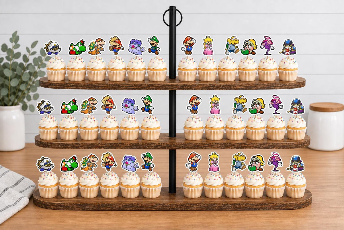 Paper Mario Cupcake Toppers 12pc, 24pc, 36pc