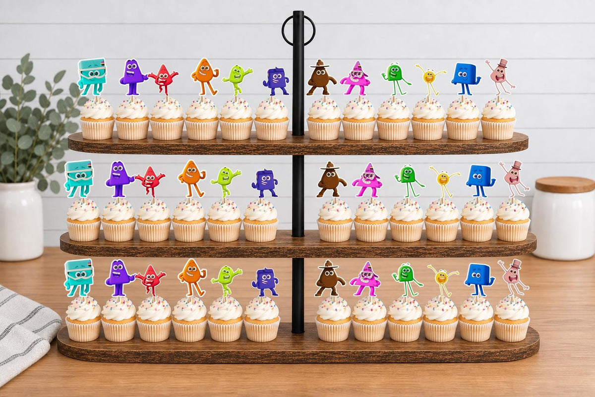 Colour Shapes Cupcake Toppers 12pc, 24pc, 36pc