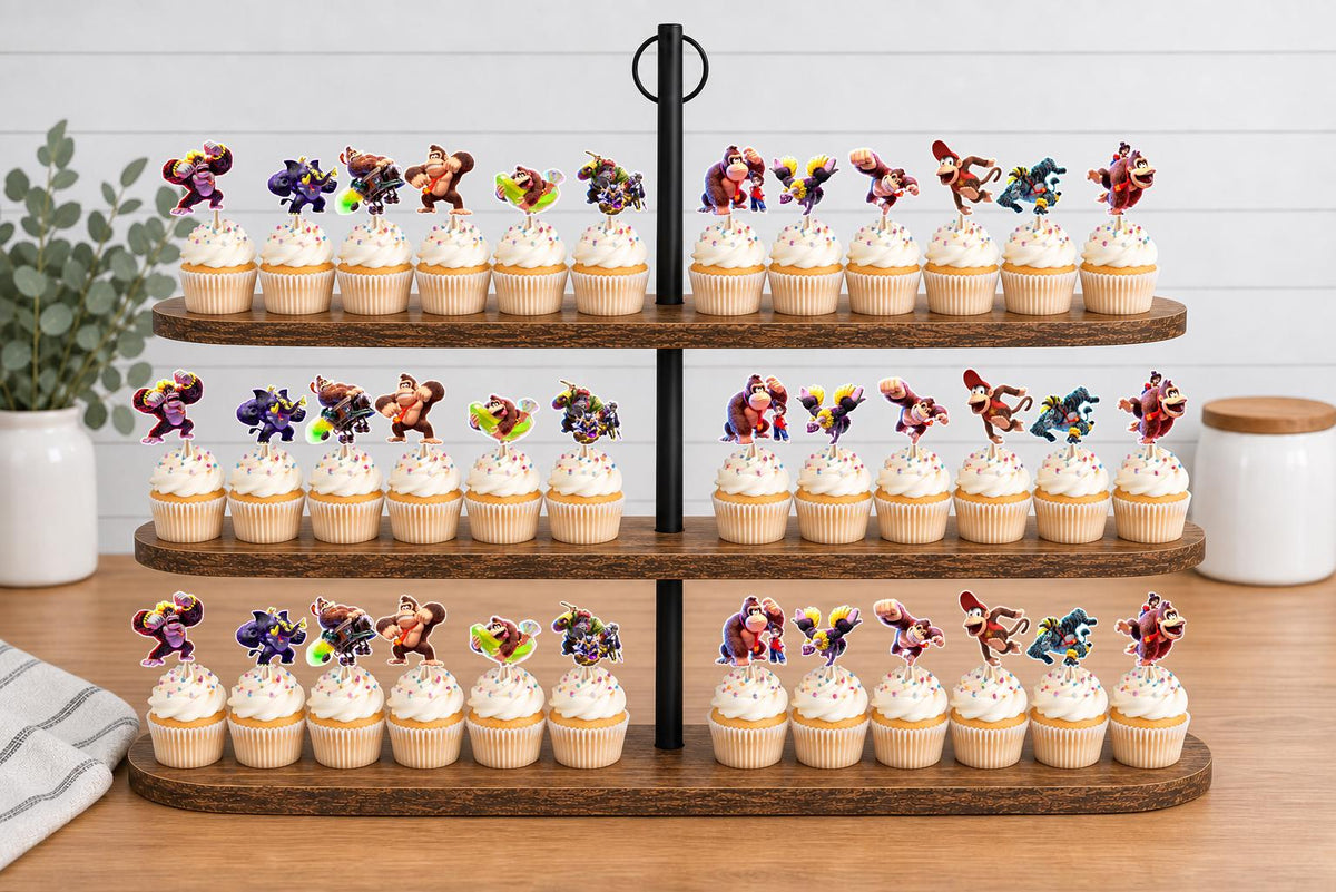 Donkey Kong Bananza Cupcake Toppers 12pc, 24pc, 36pc
