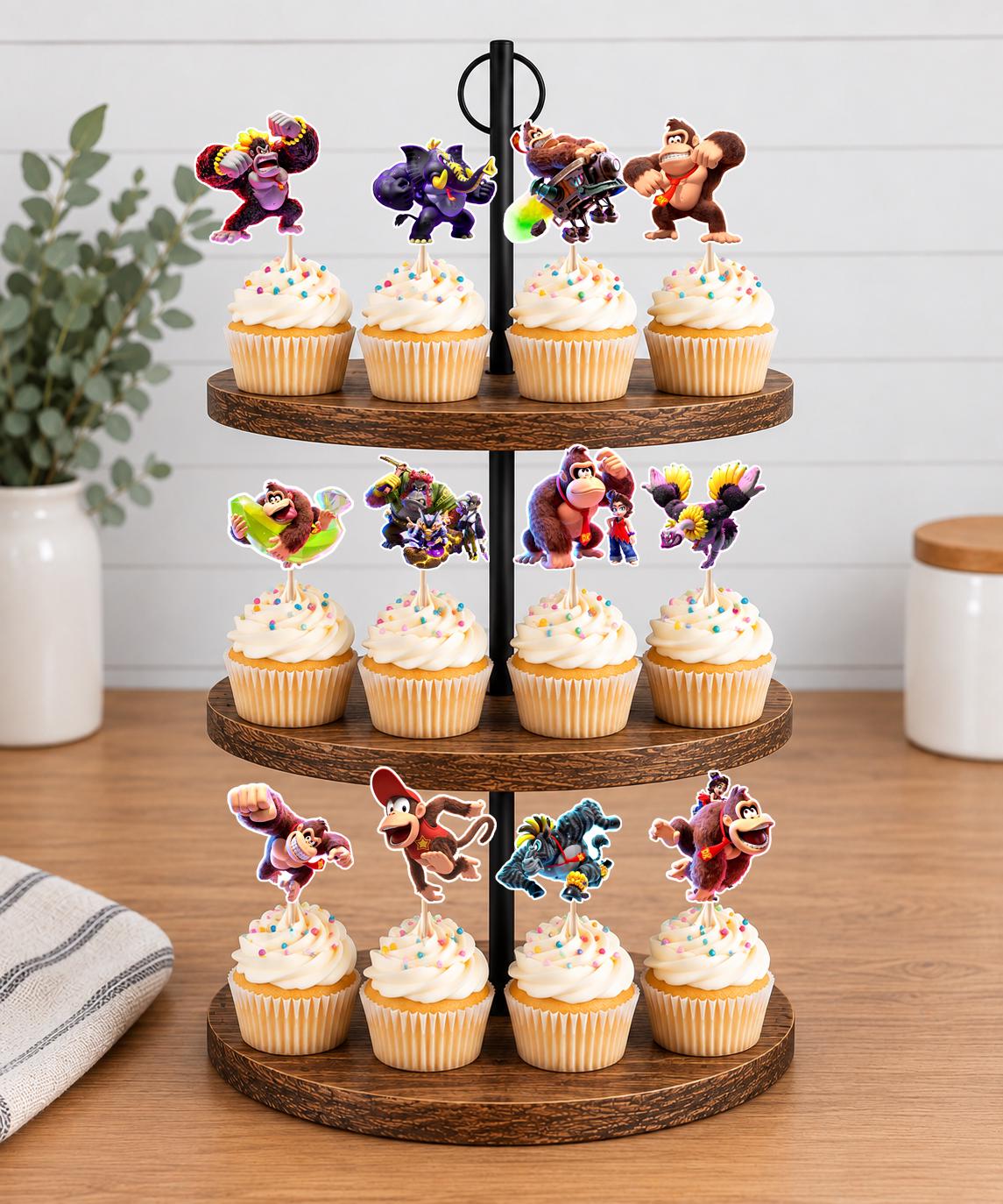Donkey Kong Bananza Cupcake Toppers 12pc, 24pc, 36pc