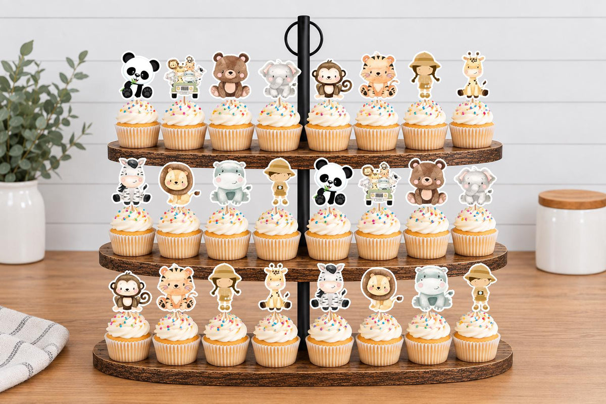 Zoo Animals Cupcake Toppers 12pc, 24pc, 36pc