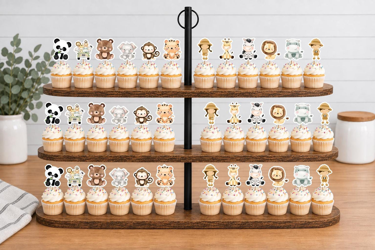 Zoo Animals Cupcake Toppers 12pc, 24pc, 36pc